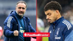 Vitor Pereira on left Morgan Gibbs White on right