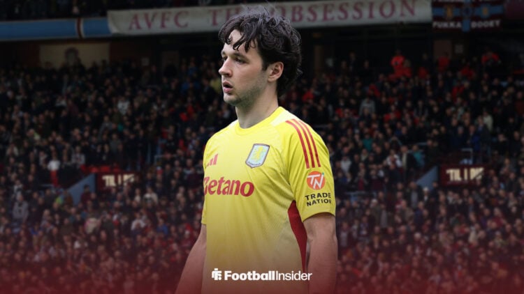 James Trafford in an Aston Villa kit at Villa Park