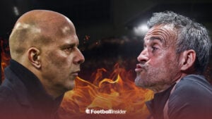 Liverpool manager Arne Slot with PSG manager Luis Enrique