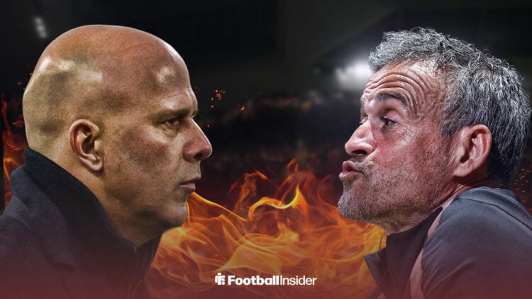 Liverpool manager Arne Slot with PSG manager Luis Enrique