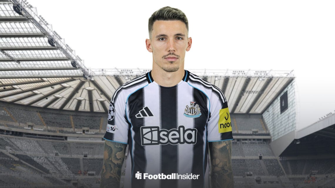 Bayer Leverkusen defender Alejandro Grimaldo edited in Newcastle United shirt