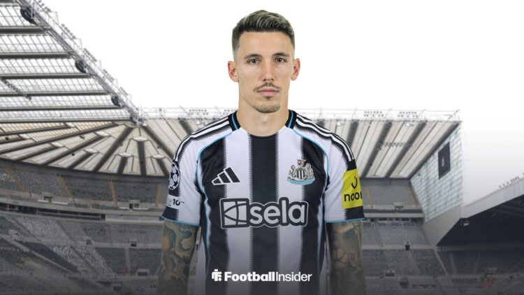 Bayer Leverkusen defender Alejandro Grimaldo edited in Newcastle United shirt