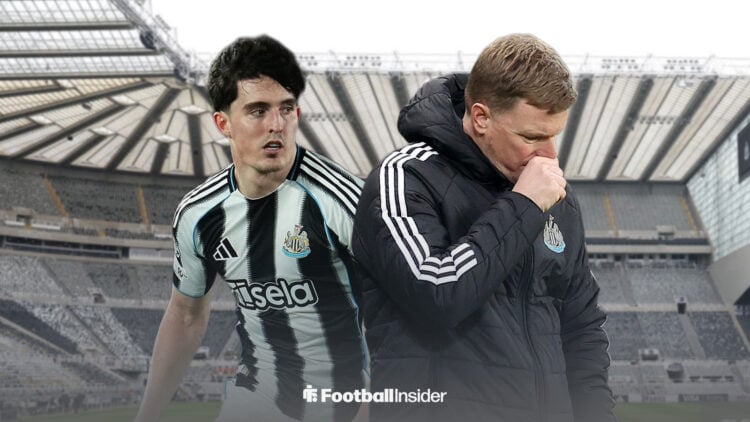 Tino Livramento and Eddie Howe at St James' Park