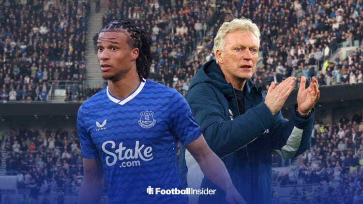 Man City defender Nathan Ake edited into Everton shirt with manager David Moyes