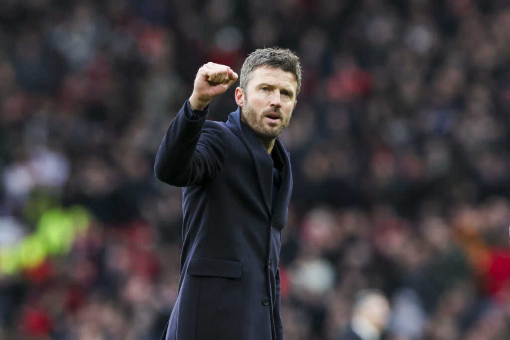 Michael Carrick celebrates at Old Trafford