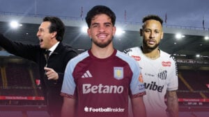 Abde Ezzalzouli, Unai Emery and Neymar standing at Villa Park