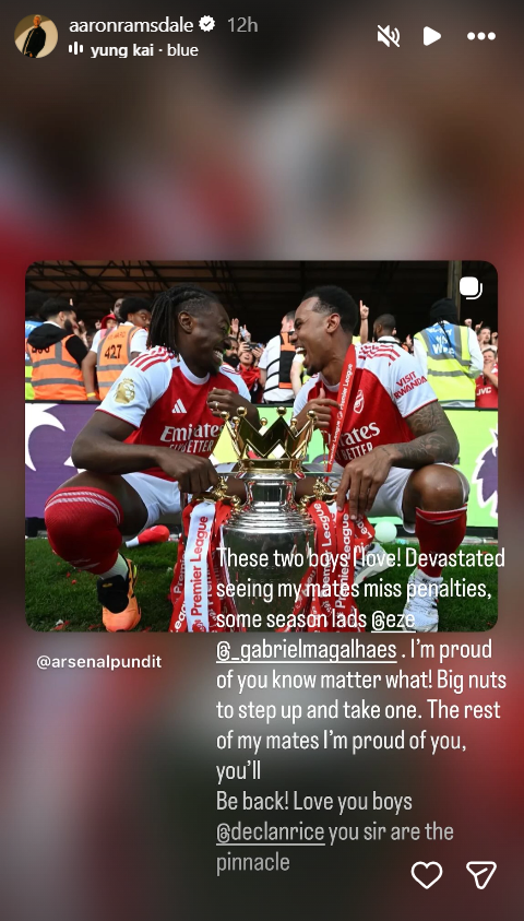 Aaron Ramsdale Instagram message