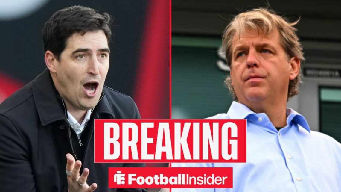 Andoni Iraola on the sidelines at Bournemouth, with Todd Boehly in the stands at Stamford Bridge