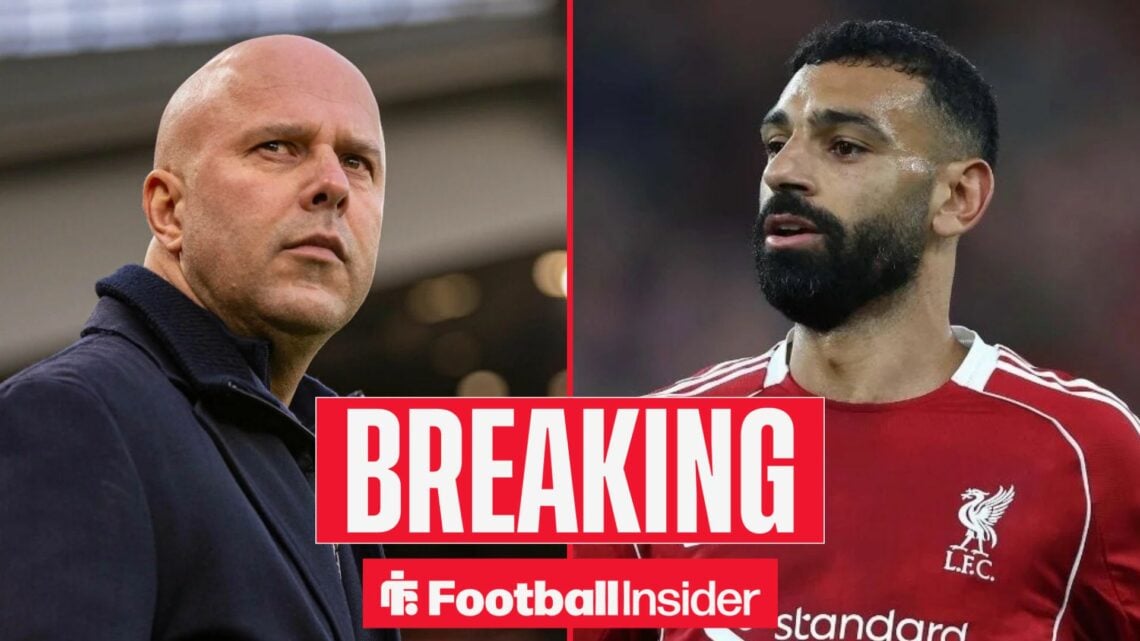 Arne Slot on the sidelines, with Mohamed Salah in action for Liverpool