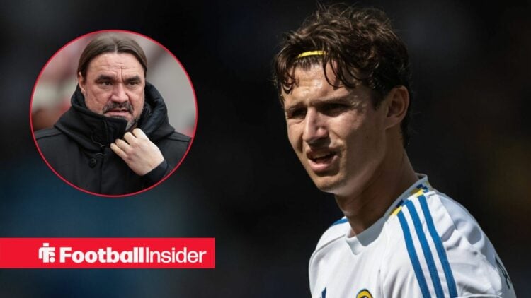 Leeds United midfielder Brenden Aaronson in 2025-26 / Daniel Farke manager of Leeds United ahead of kickoff during the Premier League match Sunderl...
