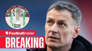 Chris Sutton looking at Scottish Premiership trophy in circle
