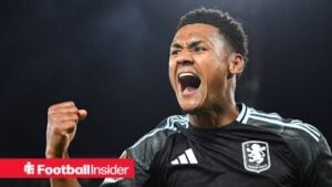 Aston Villa striker Ollie Watkins celebrates passionately
