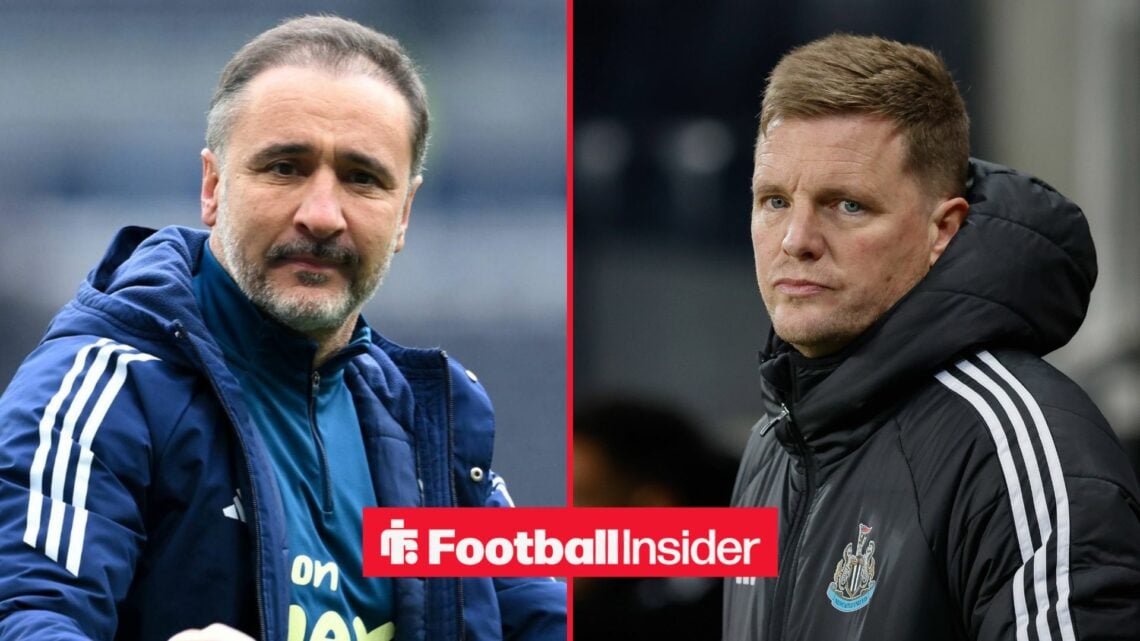 Nottingham Forest manager Vitor Pereira with Newcastle manager Eddie Howe
