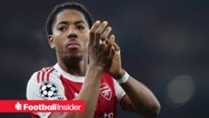 Arsenal youngster Myles Lewis-Skelly claps