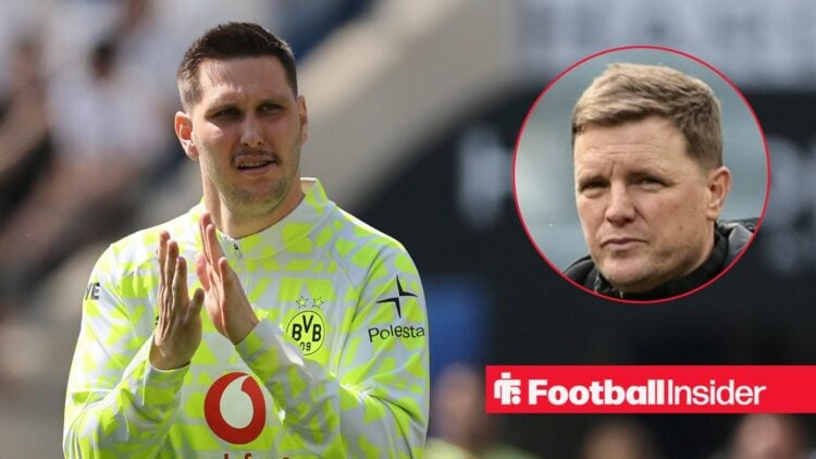 Borussia Dortmund defender Niklas Sule with Newcastle manager Eddie Howe
