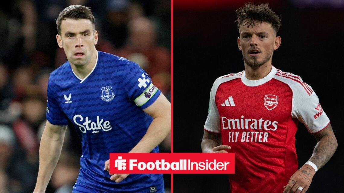 Everton defender Seamus Coleman with Arsenal defender Ben White