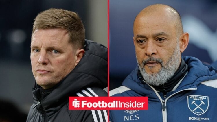 Newcastle manager Eddie Howe with West Ham manager Nuno Espirito Santo