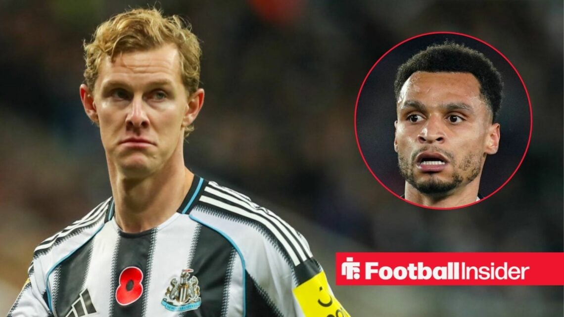 Newcastle defender Emil Krafth with Jacob Murphy inset