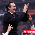 Aston Villa manager Unai Emery smiles and claps after winning the Europa League
