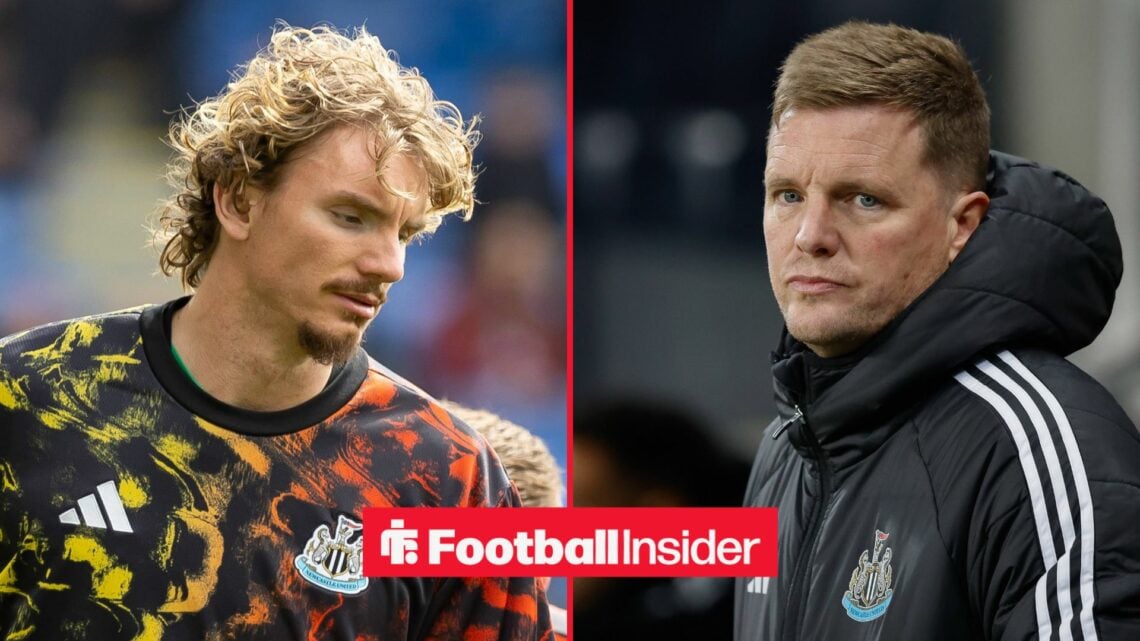 Newcastle striker Nick Woltemade with Eddie Howe