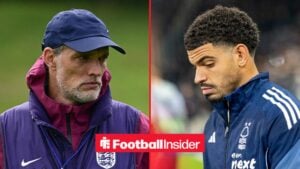 England manager Thomas Tuchel with Nottingham Forest midfielder Morgan Gibbs-White
