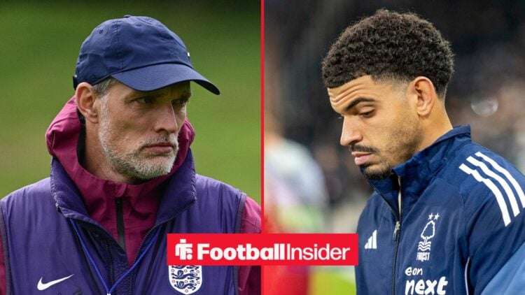 England manager Thomas Tuchel with Nottingham Forest midfielder Morgan Gibbs-White