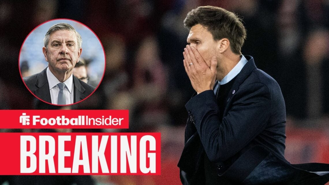 Rangers manager Danny Rohl has his head in his hands, as chairman Andrew Cavenagh looks fed up in a circular inset.