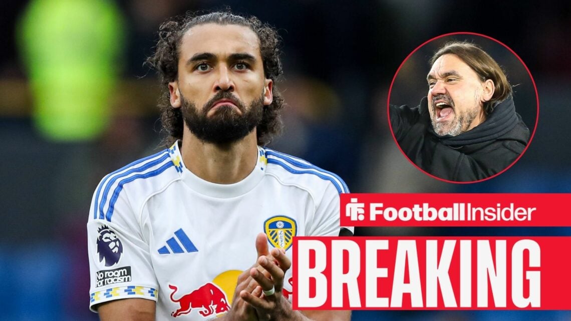 Dominic Calvert-Lewin with Daniel Farke included in a circular inset