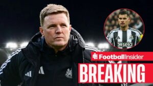 Eddie Howe with Bruno Guimaraes included in a circular inset