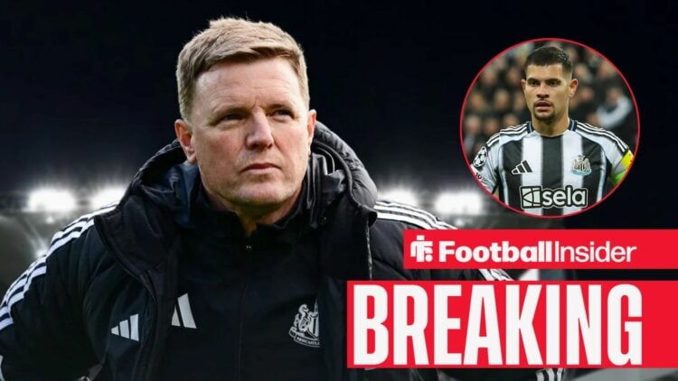 Eddie Howe with Bruno Guimaraes included in a circular inset