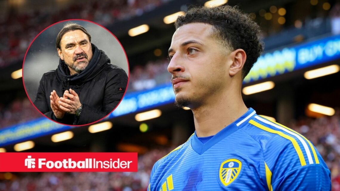 Ethan Ampadu with Daniel Farke included in a circular inset