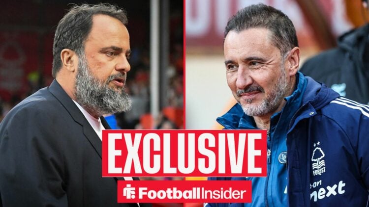 Nottingham Forest owner Evangelos Marinakis alongside manager Vitor Pereira