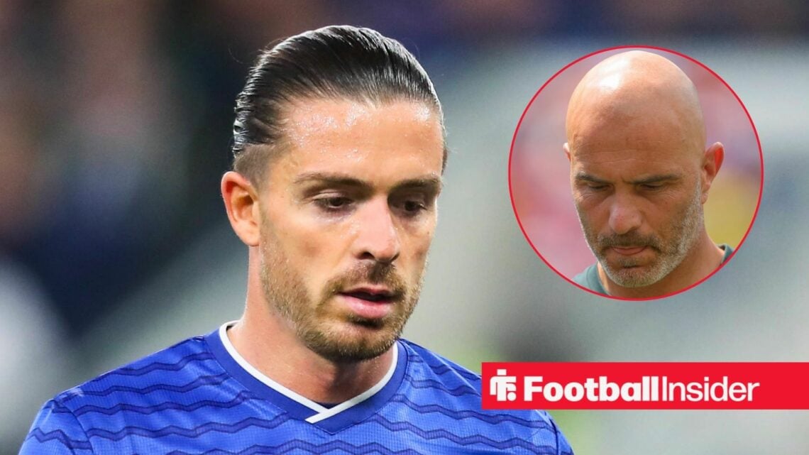 Jack Grealish in Everton kit as main image with Enzo Maresca in circular inset on right