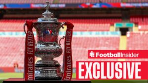 The FA Cup trophy on display before the Crystal Palace FC v Liverpool FC Community Shield at Wembley Stadium, London, England, United Kingdom on 10 August 2025