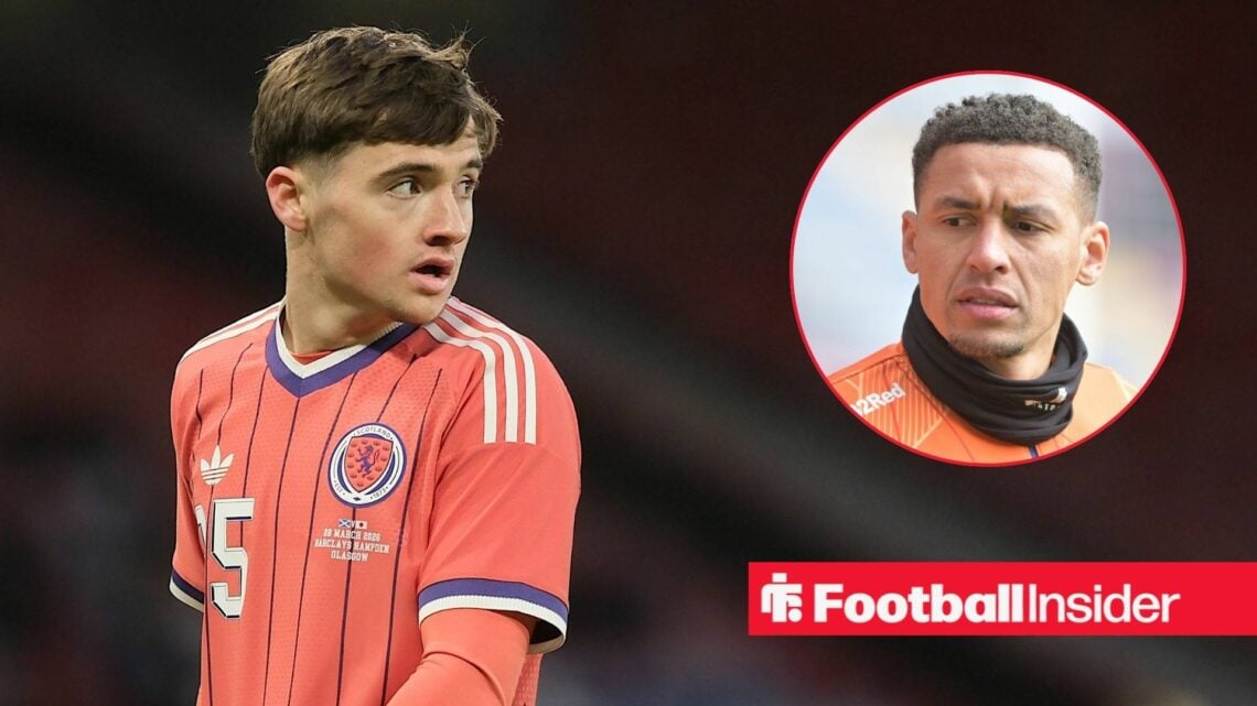 Findlay Curtis looking at James Tavernier in circle