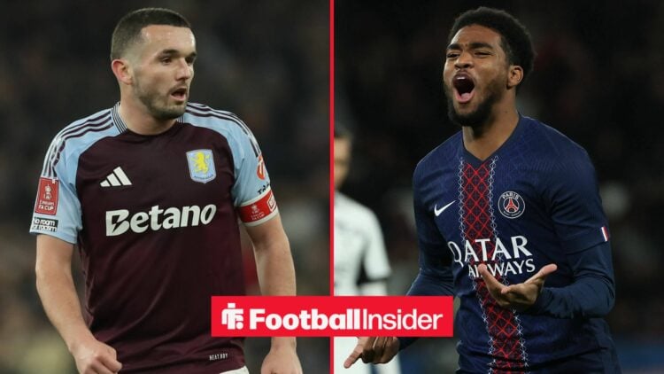 Aston Villa star John McGinn at Villa Park / Ibrahim Mbaye Paris Saint-Germain celebrates after scoring the team s fourth goal during the French L1...