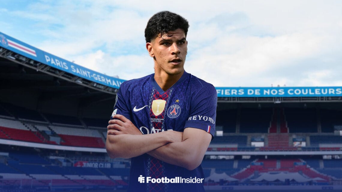 West Ham midfielder Mateus Fernandes in a PSG shirt at the Parc des Princes