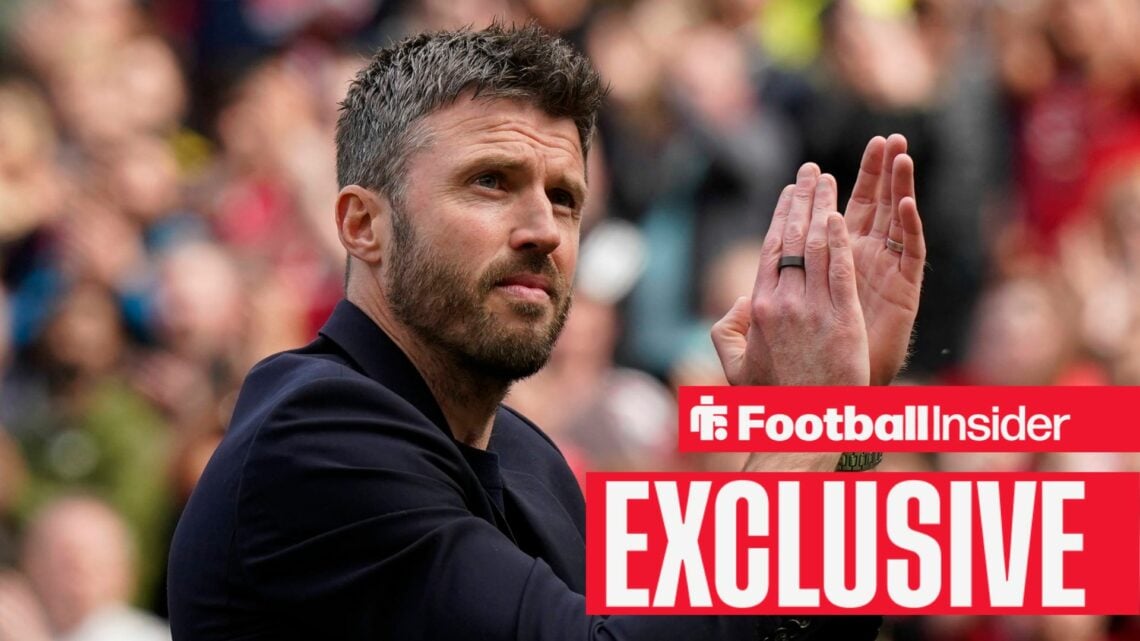 Man United manager Michael Carrick clapping the fans at Old Trafford.