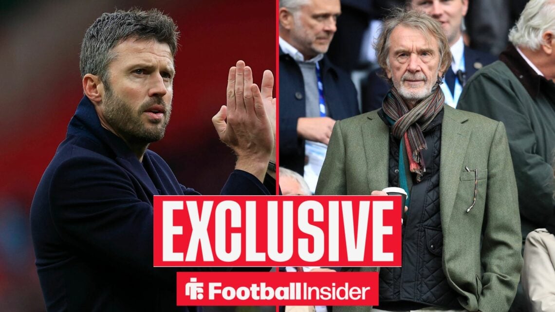 Manchester United interim manager Michael Carrick alongside co-owner Sir Jim Ratcliffe