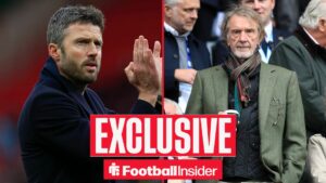 Manchester United interim manager Michael Carrick alongside co-owner Sir Jim Ratcliffe