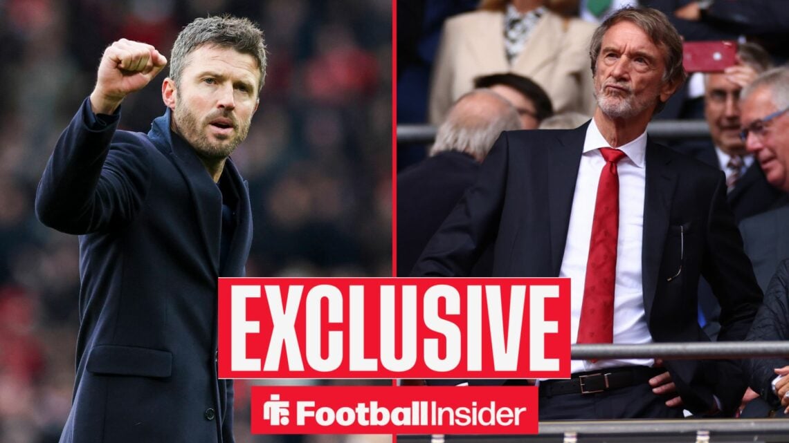 Man United manager Michael Carrick, alongside co-owner Sir Jim Ratcliffe