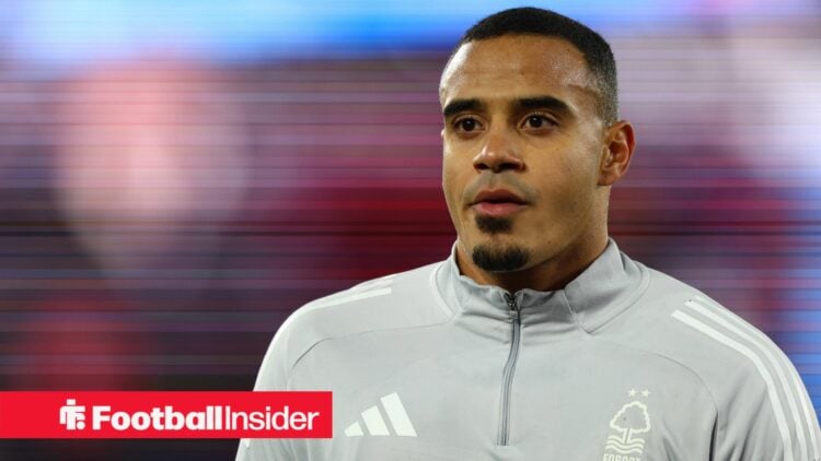 Nottingham Forest defender Murillo 5 looks on during the West Ham United v Nottingham Forest Premier League match at the London Stadium, London, En...