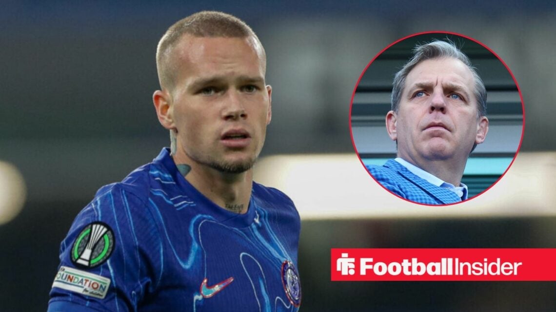 Mykhailo Mudryk with Todd Boehly included in a circular inset