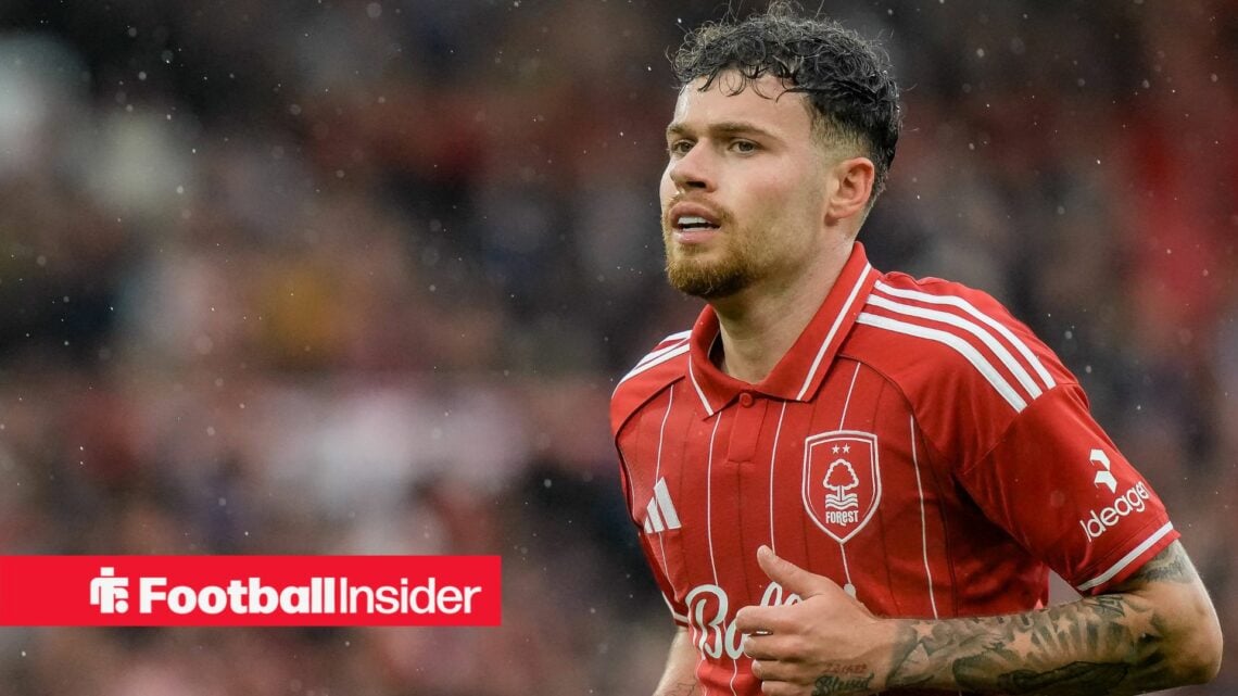 Neco Williams of Nottingham Forest during the Premier League match between Nottingham Forest and Aston Villa at City Ground in Nottingham, United K...