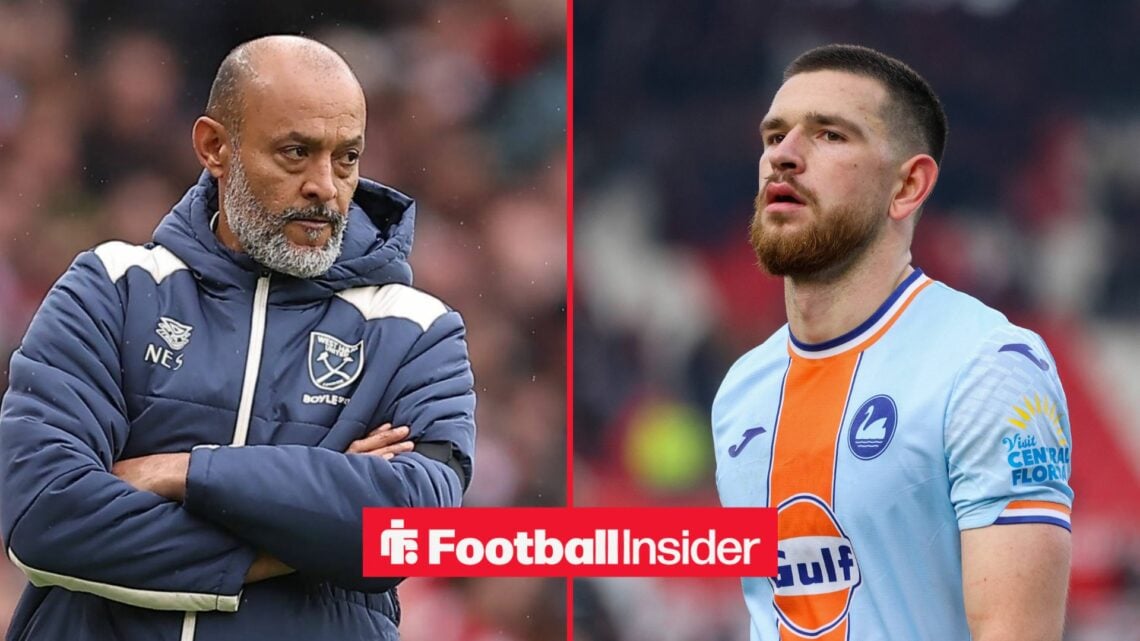 West Ham manager Nuno Espírito Santo stands with his arms folded, as Swansea striker Zan Vipotnik is in action on the other side of a split image.