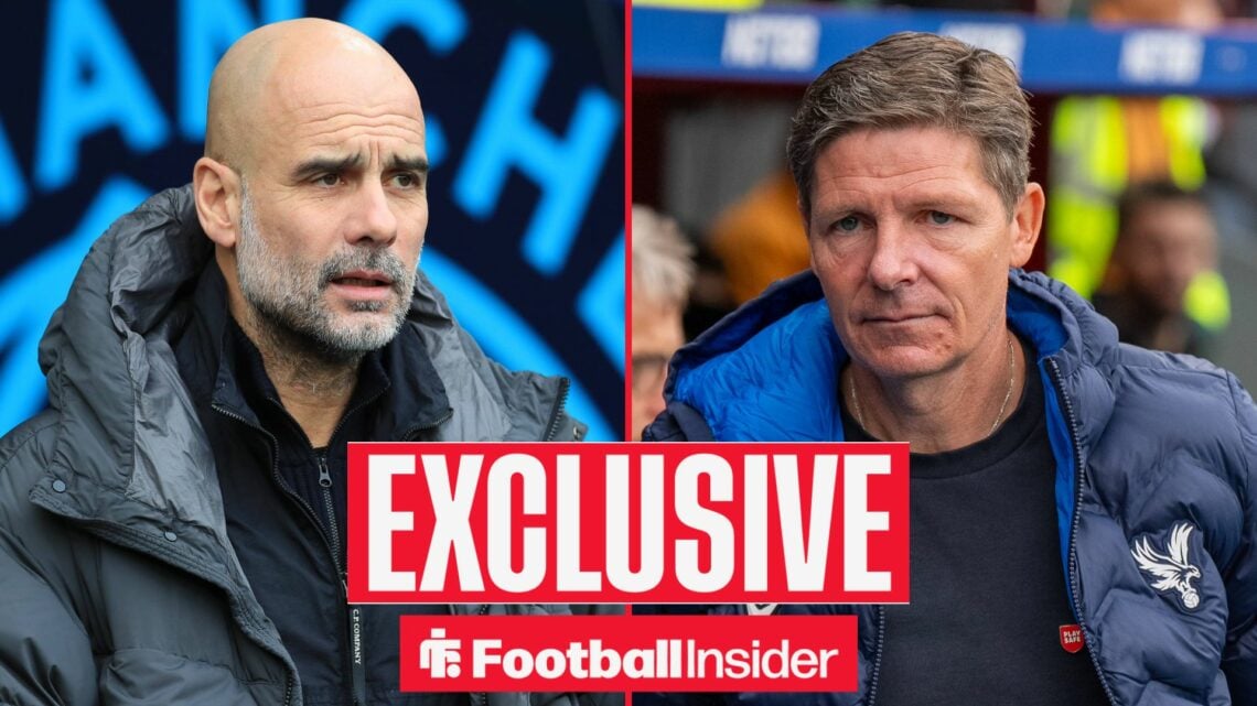 Pep Guardiola on left Oliver Glasner on right