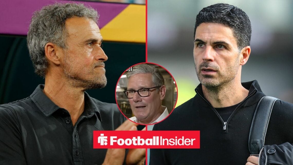 PSG manager Luis Enrique / Mikel Arteta Manager Of Arsenal Arrives during the Burnley v Arsenal Premier League match at Turf Moor, Burnley, England...