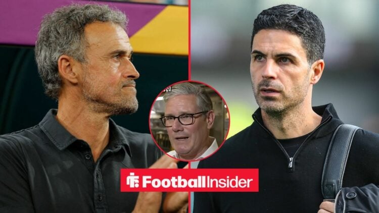 PSG manager Luis Enrique / Mikel Arteta Manager Of Arsenal Arrives during the Burnley v Arsenal Premier League match at Turf Moor, Burnley, England...