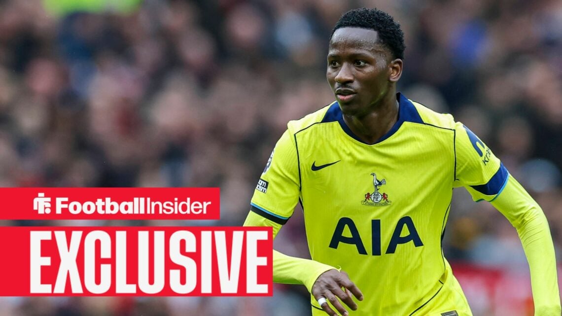 Tottenham Hotspur midfielder Pape Matar Sarr 29 during the Manchester United v Tottenham Hotspur Premier League match at Old Trafford, Manchester, ...