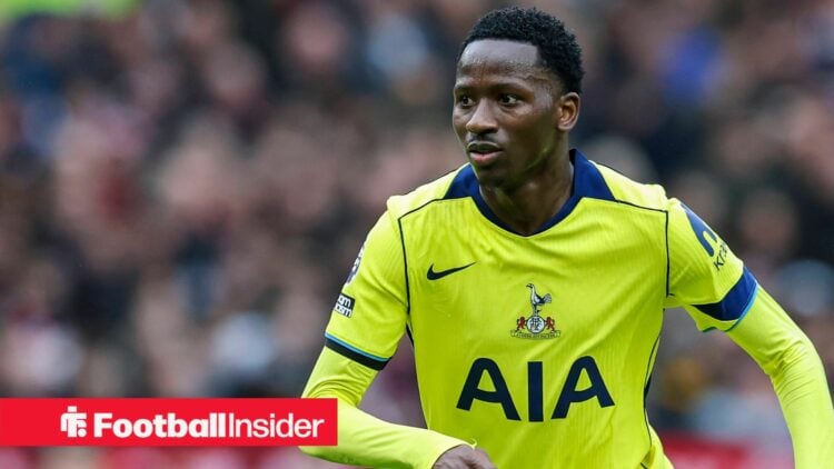 Tottenham Hotspur midfielder Pape Matar Sarr 29 during the Manchester United v Tottenham Hotspur Premier League match at Old Trafford, Manchester, ...